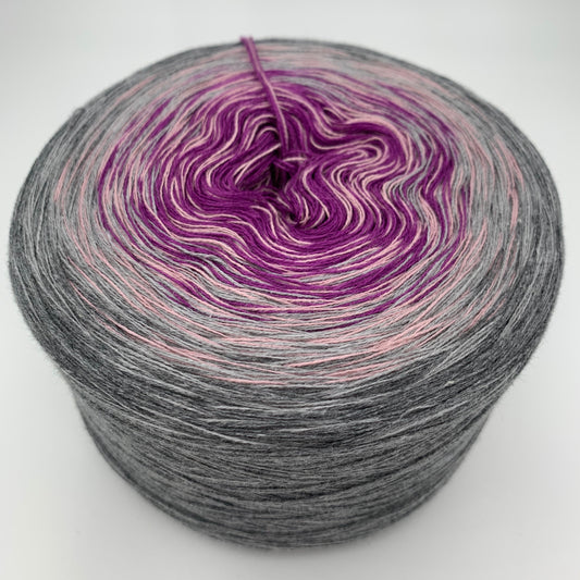 Farbverlauf Bobbel von innen nach aussen in Lila, Rose und dann Grautönen