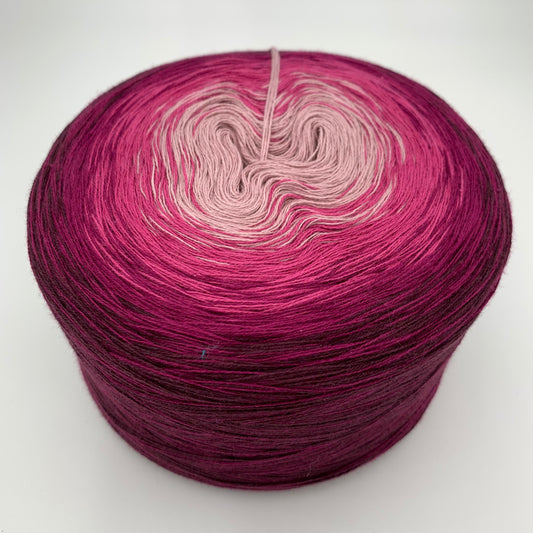 Farbverlauf Bobbel von innen nach aussen von Baby Rosa hin zu immer dunkleren Lilatönen