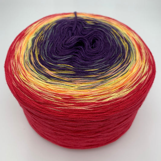 Farbverlauf Bobbel von innen nach aussen in Lila über Gelb hin zu Orange und Rot