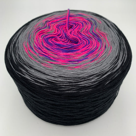 Farbverlauf Bobbel von innen nach aussen in Pink und Lila hin zu Grau und Schwarz