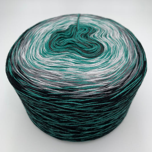 Farbverlauf Bobbel ihnnen dunkel Grau/Grün, dann über weis und Grau zu Schwarz