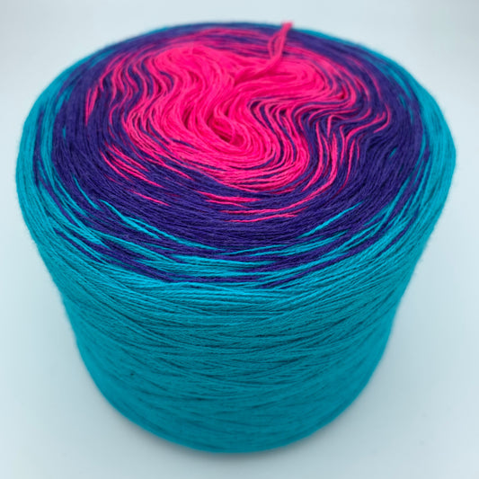 Farbverlauf Bobbel von innen nach aussen Pink, Lila und Türkis