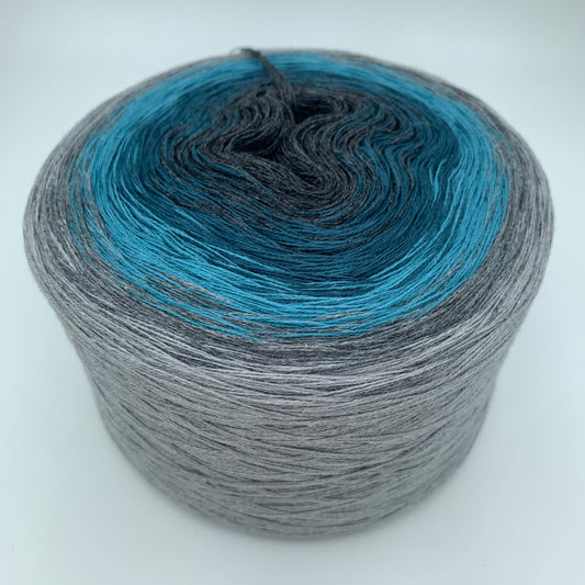 Farbverlauf Bobbel in verschiedenen Grau und Türkistönen