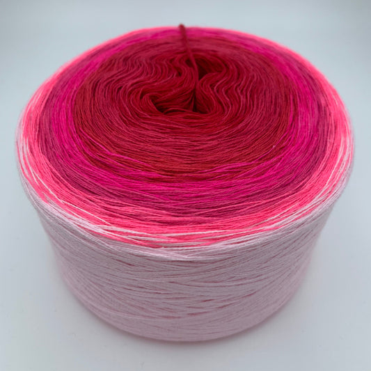 Farbverlauf Bobbel mit von innen nach aussen heller werdenden Rot und Rosatönen