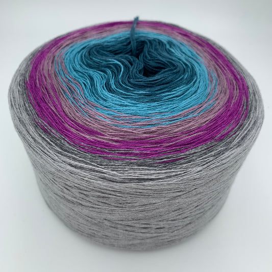 Farbverlauf Bobbel in verschiedenen Glau, Lila und Grautönen