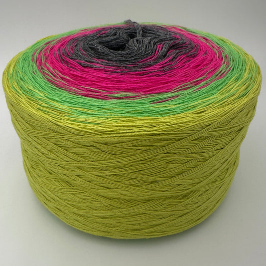 Farbverlauf Bobbel von innen nach aussen Grau, Pink und Grüntöne