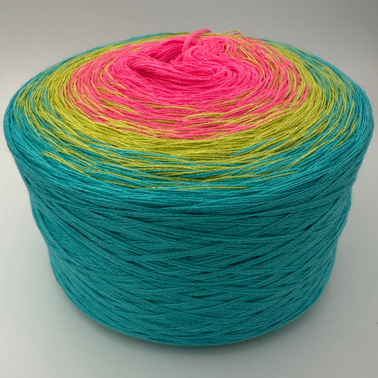 Farbverlauf Bobbel von innen nach aussen Pink, Gelb, und Türkis