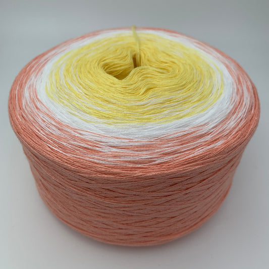 Farbverlauf Bobbel von innen nach aussen in Gelb, Weis, und Pfirsich