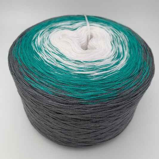 Farbverlauf Bobbel von innen nach aussen in Weis, Grün und Grau