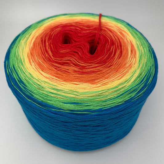 Farbverlauf Bobbel von innen nach aussen in Rot, Orange, Gelb, Grün und Blau