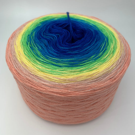 Farbverlauf Bobbel von innen nach aussen in Blau, Grün, Gelb, und Ockerfarben