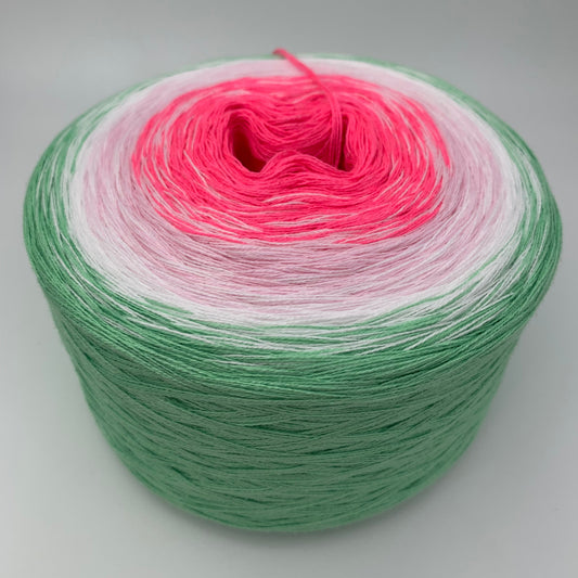 Farbverlauf Bobbel von innen nach aussen in Pink, Weis und Grün