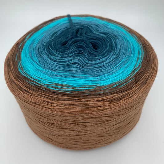 Farbverlauf Bobbel von innen nach aussen in Verschiedenen Blau und Brauntönen