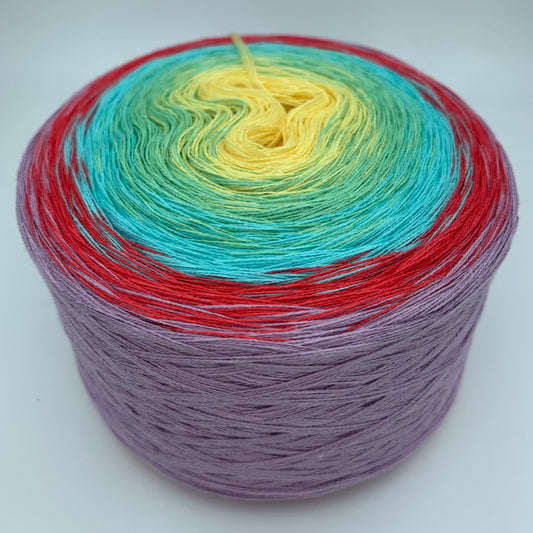 Farbverlauf Bobbel von innen nach aussen in Gelb, Grün, Blau, Rot und Lila