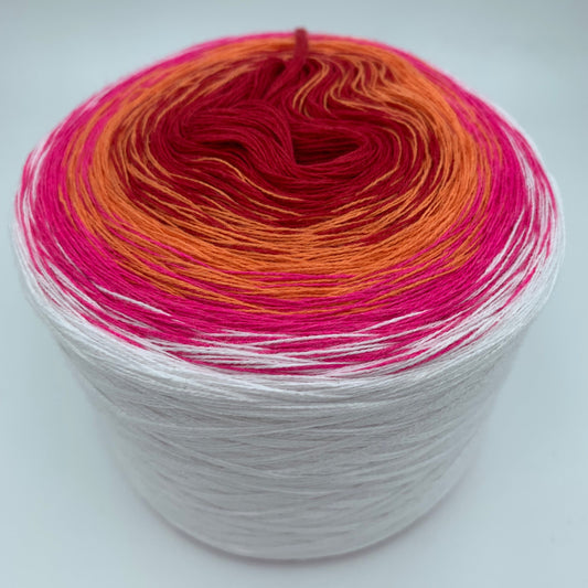 Farbverlauf Bobbel von innen nach aussen in Rot, Orange und Pinktönen