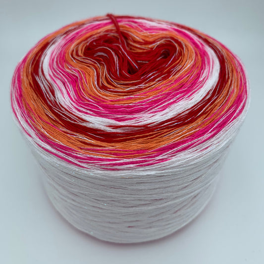 Farbverlauf Bobbel in verschiedenen Rottönen und Weis