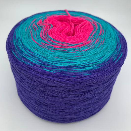 Farbverlauf Bobbel von innen nach aussen Pink, Türkis und Lila