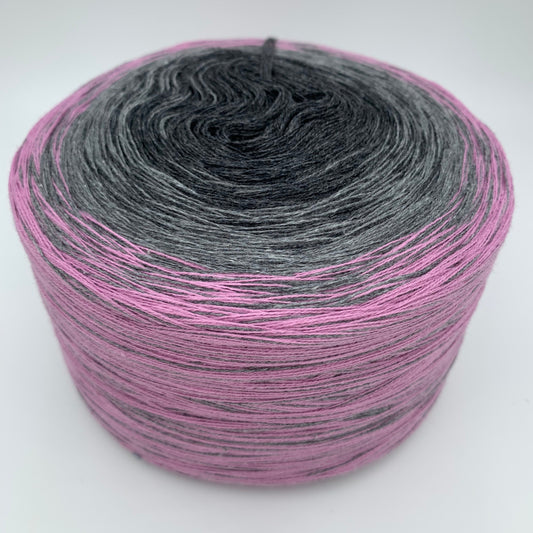 Farbverlauf Bobbel von innen nach aussen in heller werdenden Grautönen und Rosa