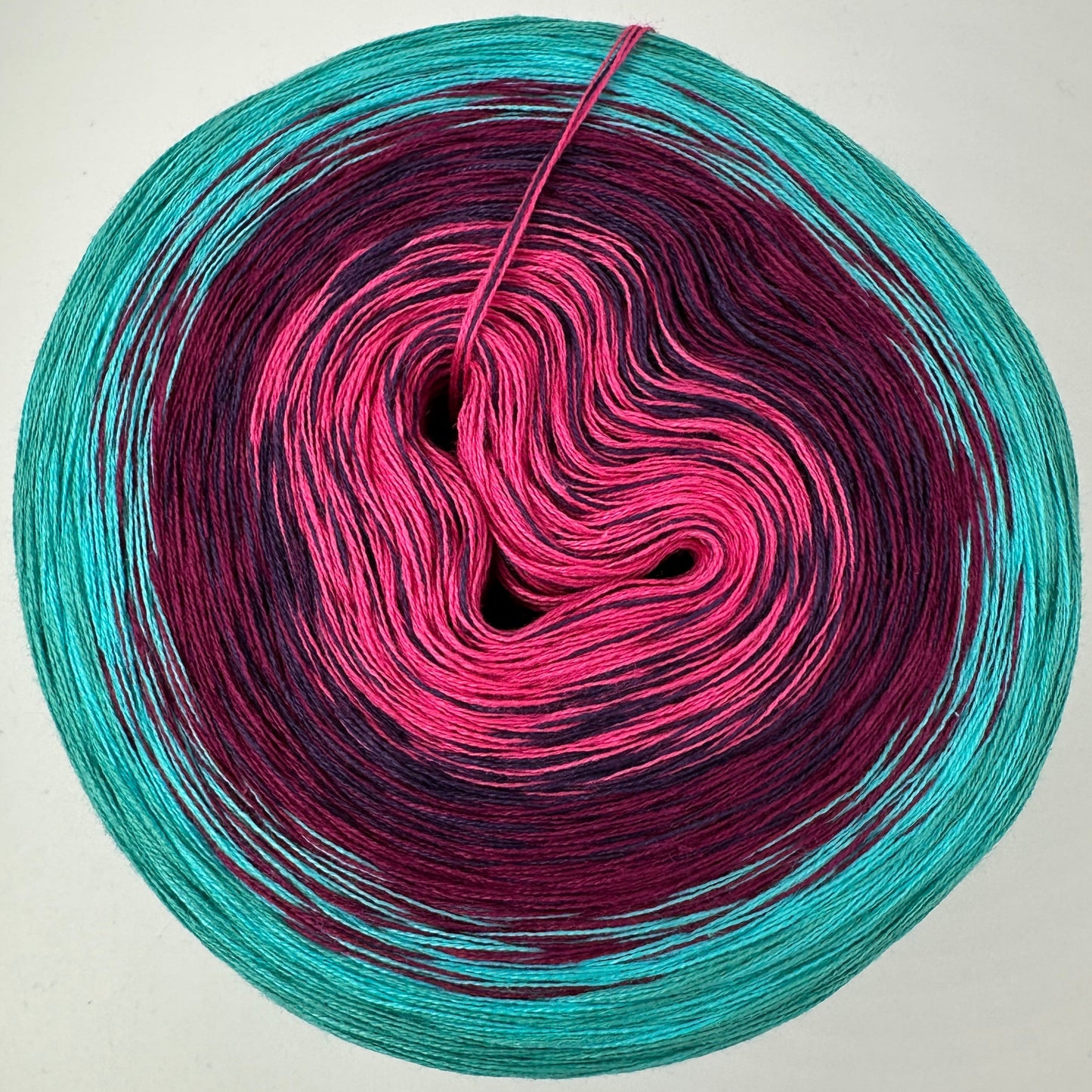 Farbverlauf Bobbel von innen Pink, Altrot, Türkistöne