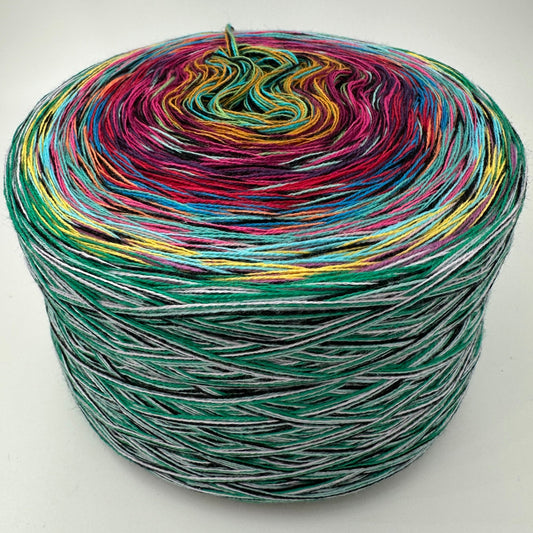 Farbverlauf Bobbel in ganz Bunt vorrangig etwa Grün, Gelb, Pink, Rot, Blau, Orange, Hellblau, Gelb und Grün