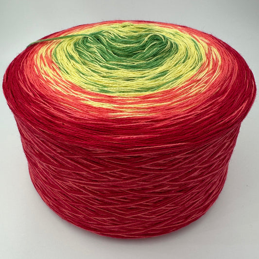 Farbverlauf Bobbel von innen nach aussen Grün, Gelb, Lachs und Rot