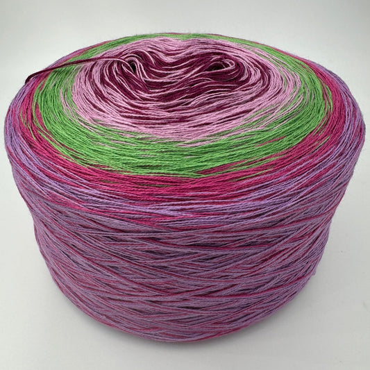 Farbverlauf Bobbel von innen weg Altrot, Rosa, Grün, Rot und Lila