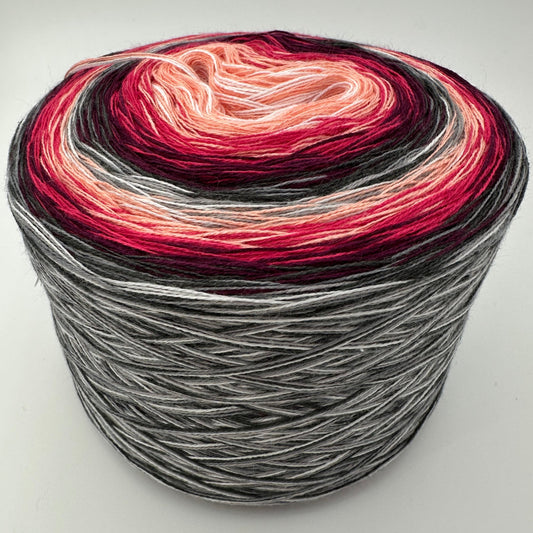 Farbverlauf Bobbel von innen nach aussen Weiß, Ocker, Rot, Altrot, Grau und nochmal von vorne