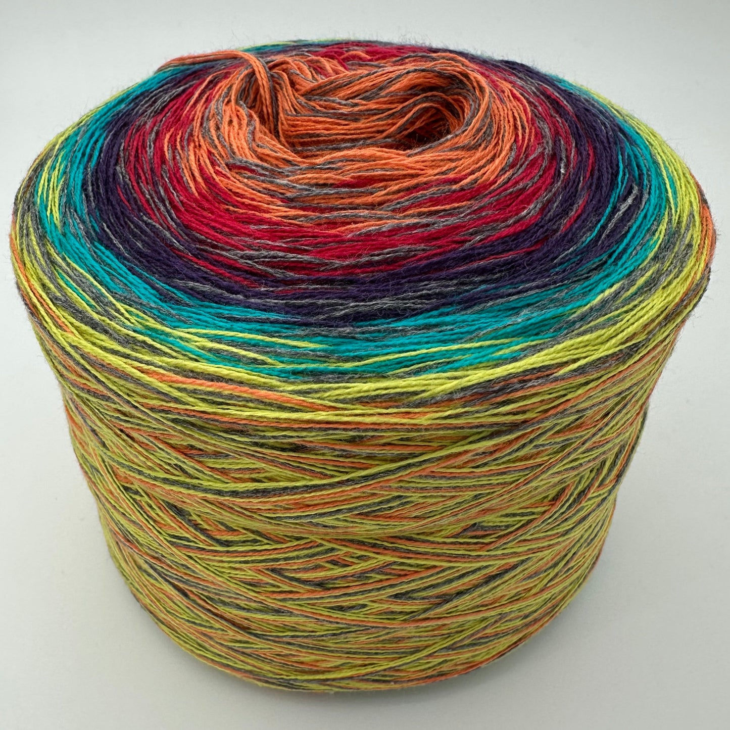 Farbverlauf Bobbel von innen nach aussen Orange, Rot, Lila, Türkis und Grün