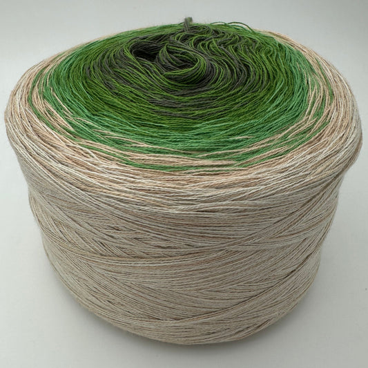 Farbverlauf Bobbel innen verschiedene Grüntöne und aussen Ockertöne