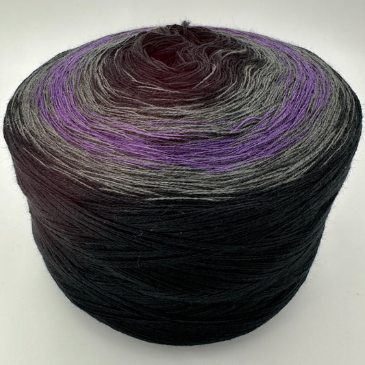 Farbverlauf Bobbel von innen nach aussen in Schwarz, Grau, Lila, Grau und Schwarz