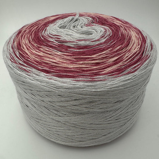 Farbverlauf Bobbel von innen nach aussen Hellgrau, Dunkelrosa, Creme und zurück