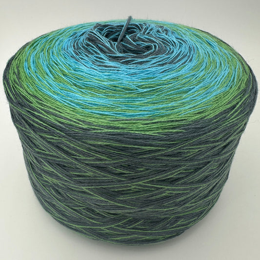 Farbverlauf Bobbel von innen nach aussen in heller werdenden Grautönen und dunkler werdenden Grüntönen