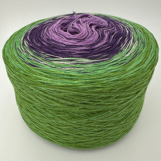 Farbverlauf Bobbel innen Helllila, Lila, Gelb und Grüntöne