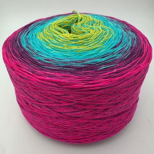 Farbverlauf Bobbel von innen nach aussen Grün, Türkis Lila und Pink