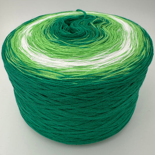 Farbverlauf Bobbel von innen nach aussen Dunkelgrün, Hellgrün, Weis und wieder zurück