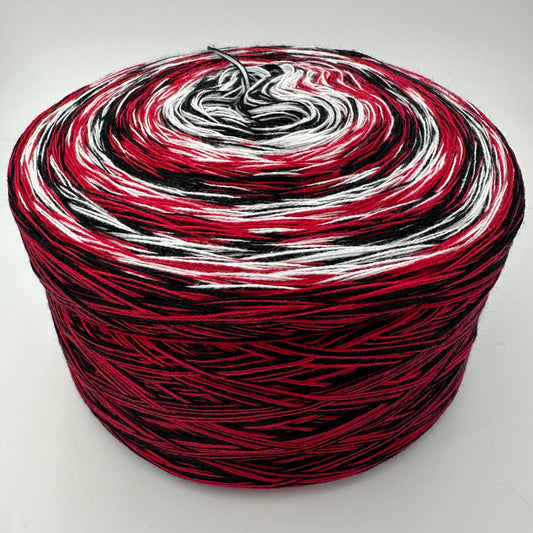 Farbverlauf Bobbel immer wieder folgend in Schwarz, Weiß und Rot