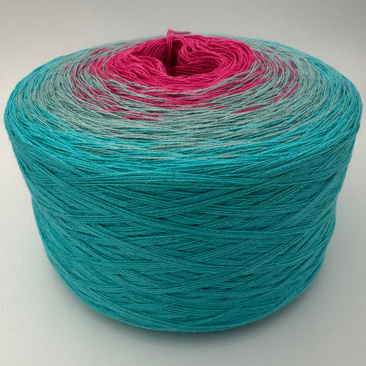 Farbverlauf von innen nach aussen Pink, Grün und Türkis