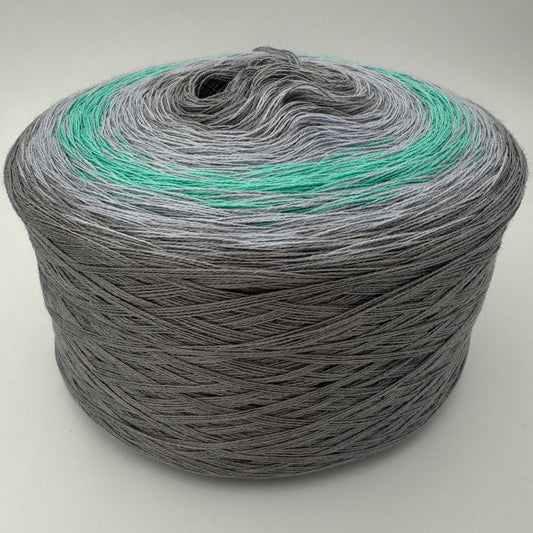 Farbverlauf Bobbel von innen nach aussen Grau, Hellgrau Türkis und wieder zurück