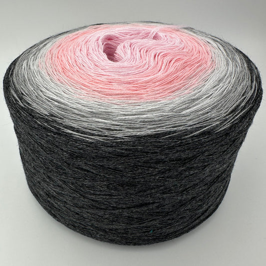 Farbverlauf von innen nach aussen Rosa, Lachs, Hellgrau, Grau und Schwarz