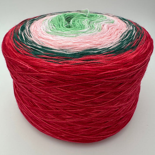 Farbverlauf von innen nach aussen Grün, Rosa, Grün und Rot