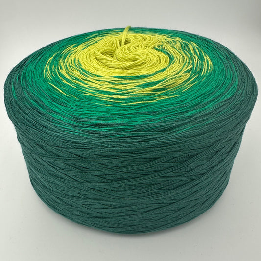 Farbverlaub Bobbel von innen nach aussen Gelb, Grün und Dunkelgrün