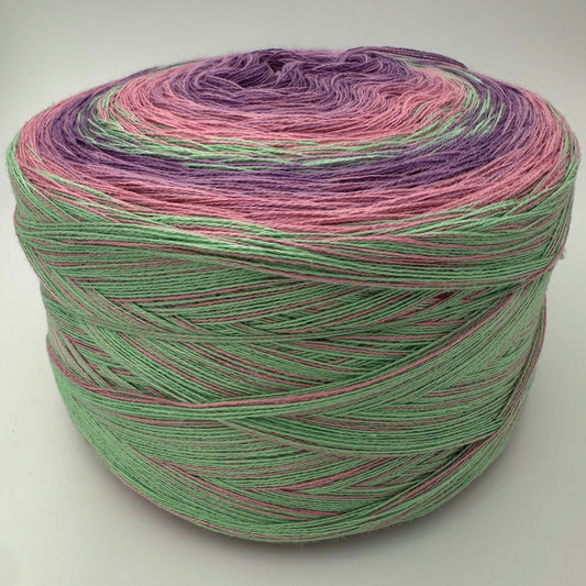 Farbverlauf Bobbel von innen nach aussen Lina, Rosa, Grün und nochmal von vorne