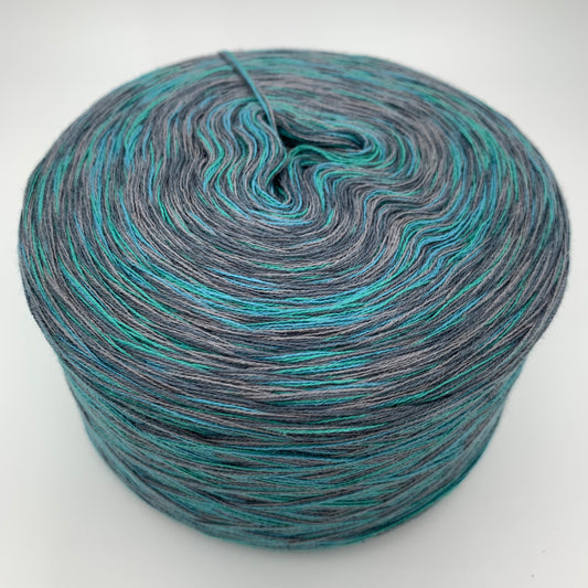 Melierter Bobbel oder Mixi in Grau und Türkis