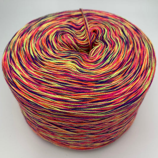 Melierter Bobbel bzw. Mixi in Orange, Grün, Lila und Rot