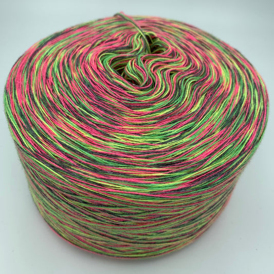 Melierter Bobbel bzw. Mixi in Grün, Pink, und Grau