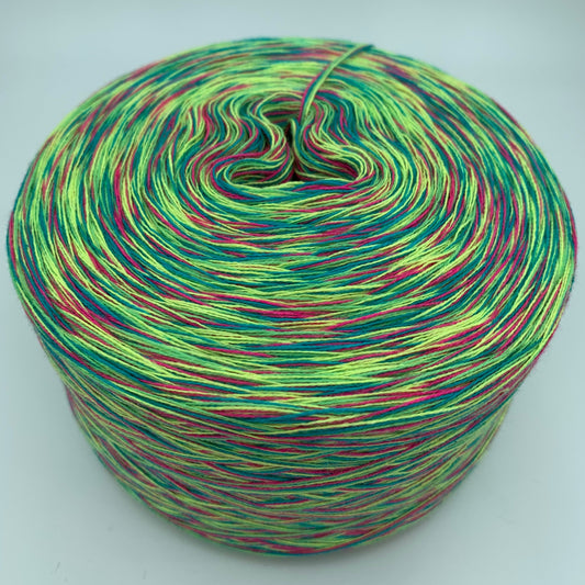 Melierter Bobbel bzw. Mixi in Grüntönen und Rot