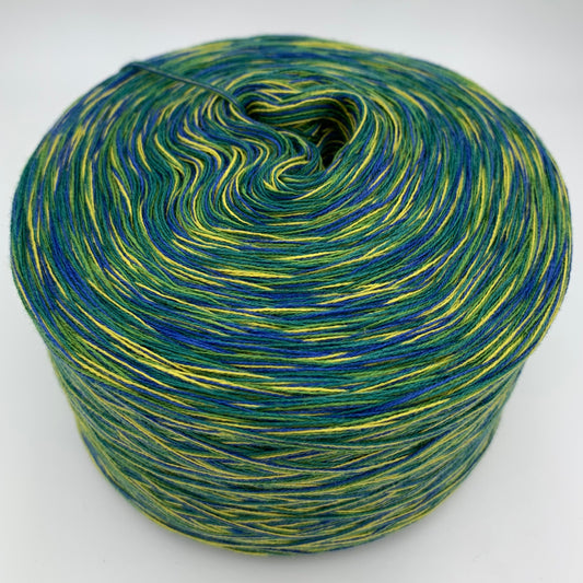 Mixi bzw. Melierter Bobbel mit Gelb, Grün und Blau