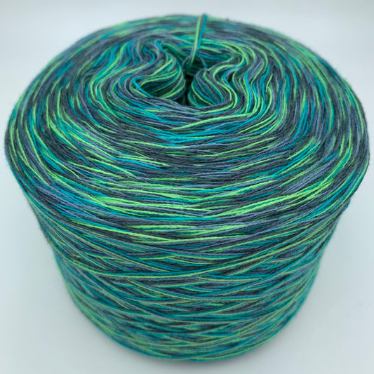 Mixi bzw. Melierter Bobbel in Grüntönen und Grau