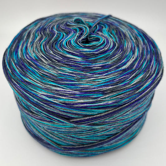 Mixi bzw. Melierter Bobbel in Blau, Lila, Türkis und Grau