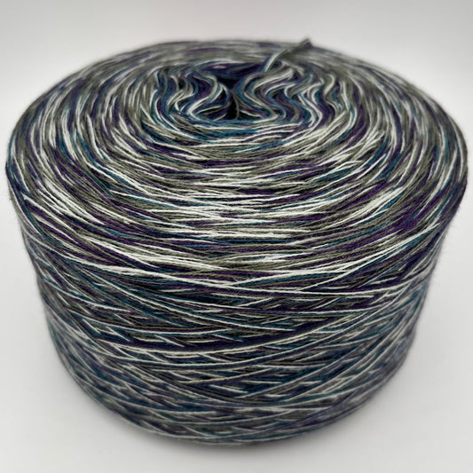 Mixi bzw. Melierter Bobbel in Grüntönen, Creme und Lila